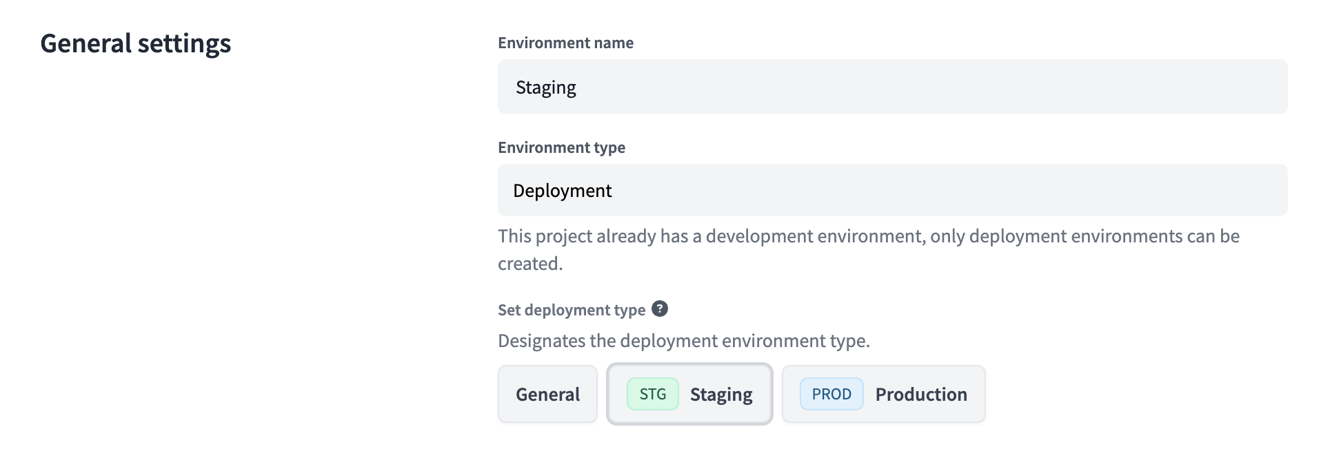 Setting an environment to staging type. Setting an environment to staging type.