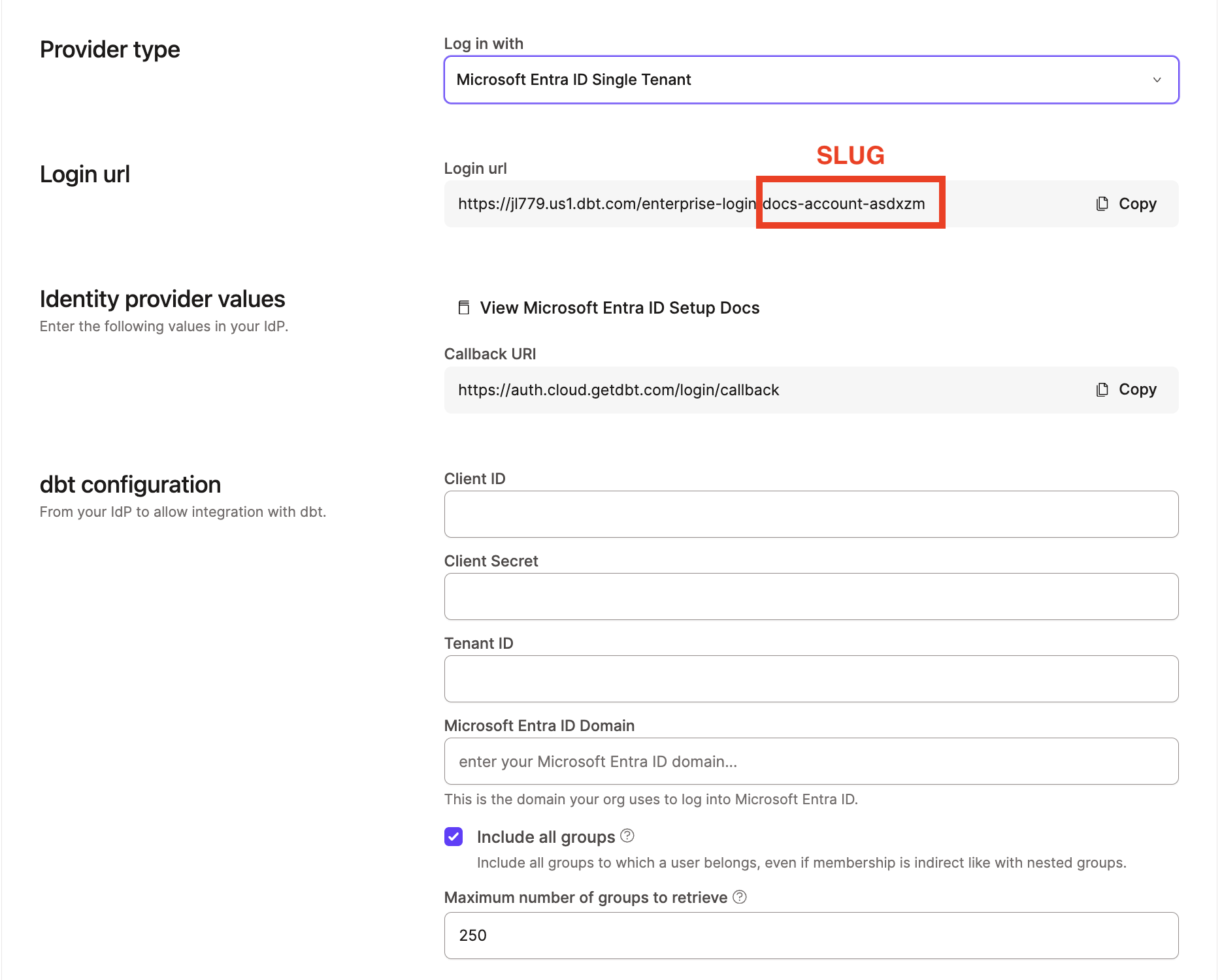 Configuring Entra ID AD SSO in dbt
