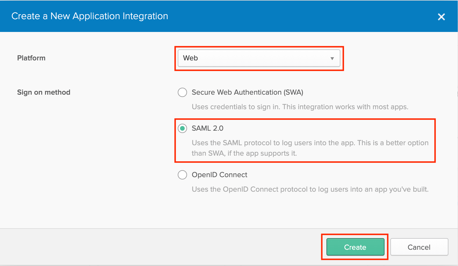 Configure a new app