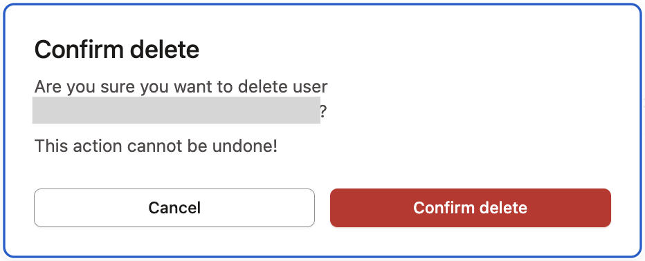 Deleting a user Deleting a user