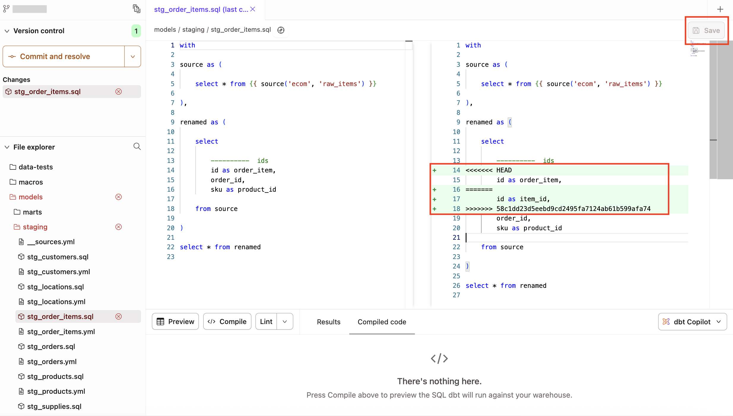 Choosing lines of code to preserve